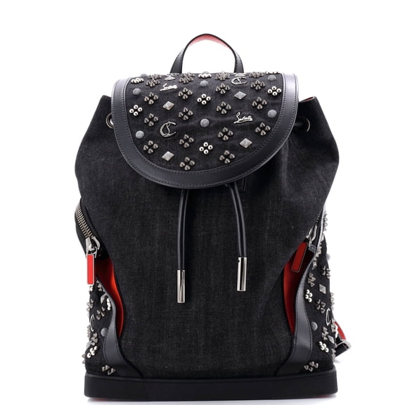 Pre-Owned Explorafunk Backpack Studded Denim with Leather By Rebag