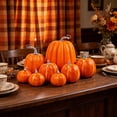 thumbnail image 4 of Sahpxhe Halloween Fake Pumpkin Decorations Outdoor, Artificial Pumpkins Set Foam Plastic Small and Large for Fall Thanksgiving Party Decor 7 pack Orange, 4 of 9