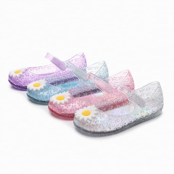 Drie Dress Up Shoes Jelly Shoes Girls Dance Party Heels Sandals Glitter Cosplay Snow Queen Cosplay Costumes Dress Up Sandals for Toddler Children Big Kids Blue,12.5