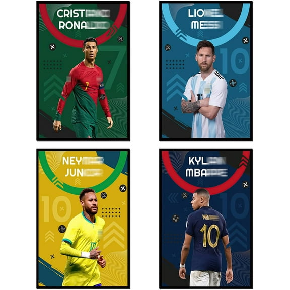 Ronaldo Canvas Posters, Football Superstar Messi, Neymar and M bape Poster Messi Poster Art Print Poster, Sports Celebrity Poster, for Living Room, Room Decoration Unframed 12 x 18 inches