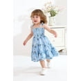 thumbnail image 2 of Vestido Happy Town para niña pequeña, estilo bohemio, halter, con volantes, azul, 2 of 7