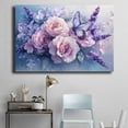 thumbnail image 4 of Mudket Purple Rose and Lavender with Butterfly Canvas Wall Art, Floral Oil Painting Wall Decor, Framed Ready to Hang Artwork for Living Room Bedroom Office - 12"L x 8"W, 4 of 10