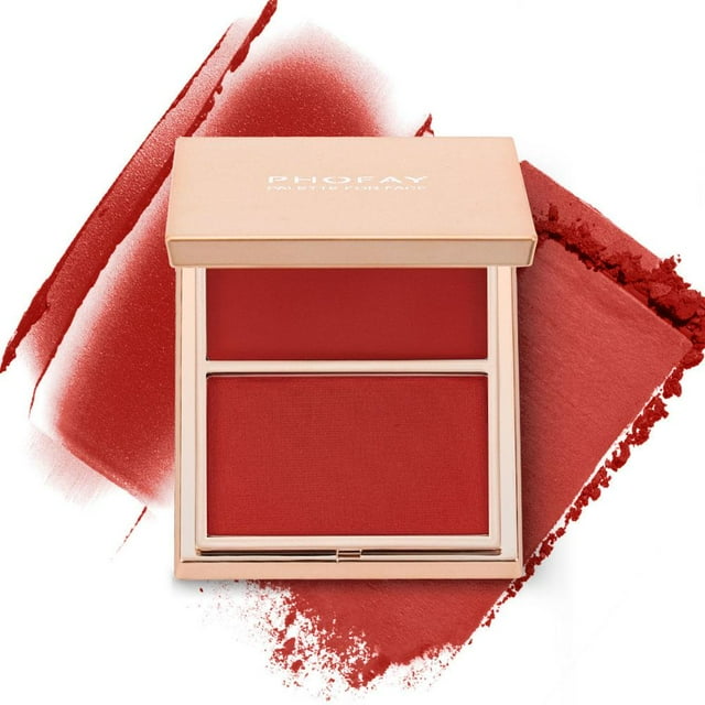 Dual-Tone Blush Palette For Natural 3D Look Soft Blendable Long-Lasting Makeup