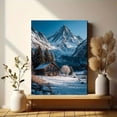 thumbnail image 6 of Austrian Alps Winter Log Cabin Canvas Print, Snow Wonderland Seasonal Home Wall Decor Art, 6 of 8