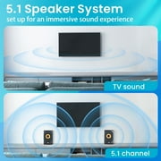 Acoustic Audio AA5170 700W Bluetooth Home Theater 5.1 Speaker System with FM Tuner, USB, SD Card, Remote Control, Powered Sub (6 Speakers, 5.1 Channels, Black with Gold)
