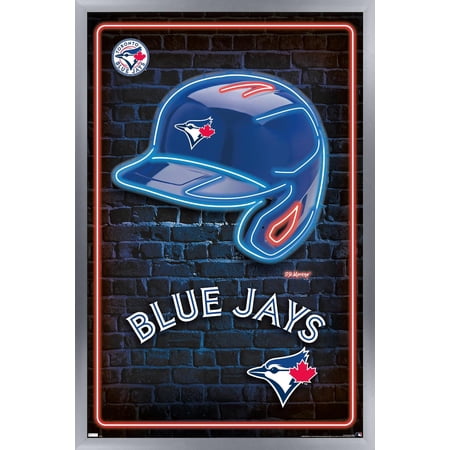 MLB Toronto Blue Jays – Neon Helmet 23 Wall Poster 14.725 x 22.375 Framed