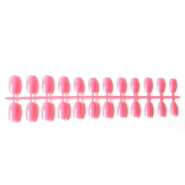 Vogacara 24 piezas de uñas postizas de ataúd resistentes a los arañazos de bailarina corta coloridas uñas acrílicas artificiales de color sólido DIY Juegos de manicura 10 rosa Vogacara CE011412-10