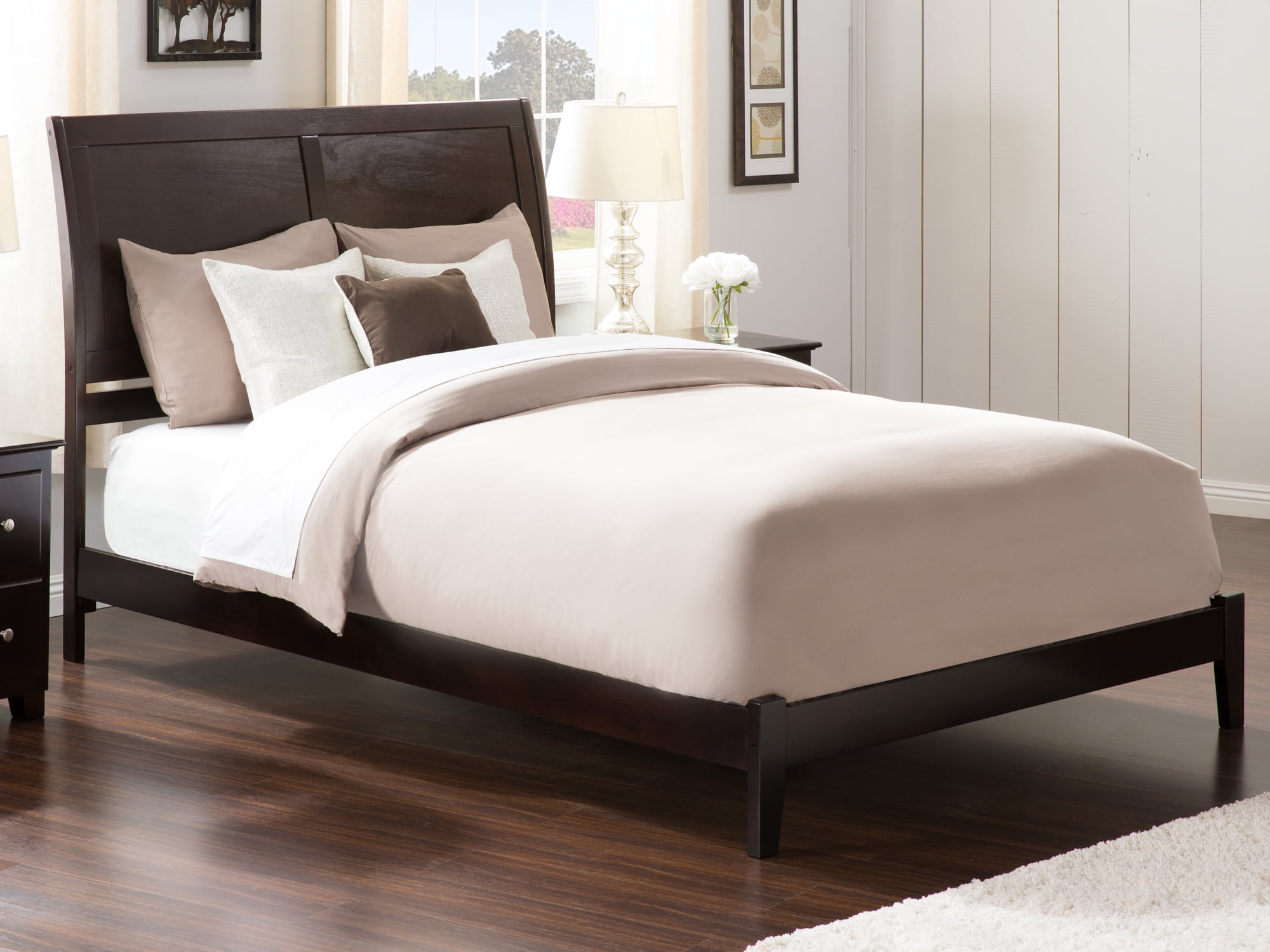 AFI Portland Queen Wood Traditional Bed Frame with Sleigh Headboard, Espresso