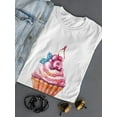 thumbnail image 3 of Watercolor Cupcake With Cherry T-Shirt Women -Image by Shutterstock, Female Medium, 3 of 4