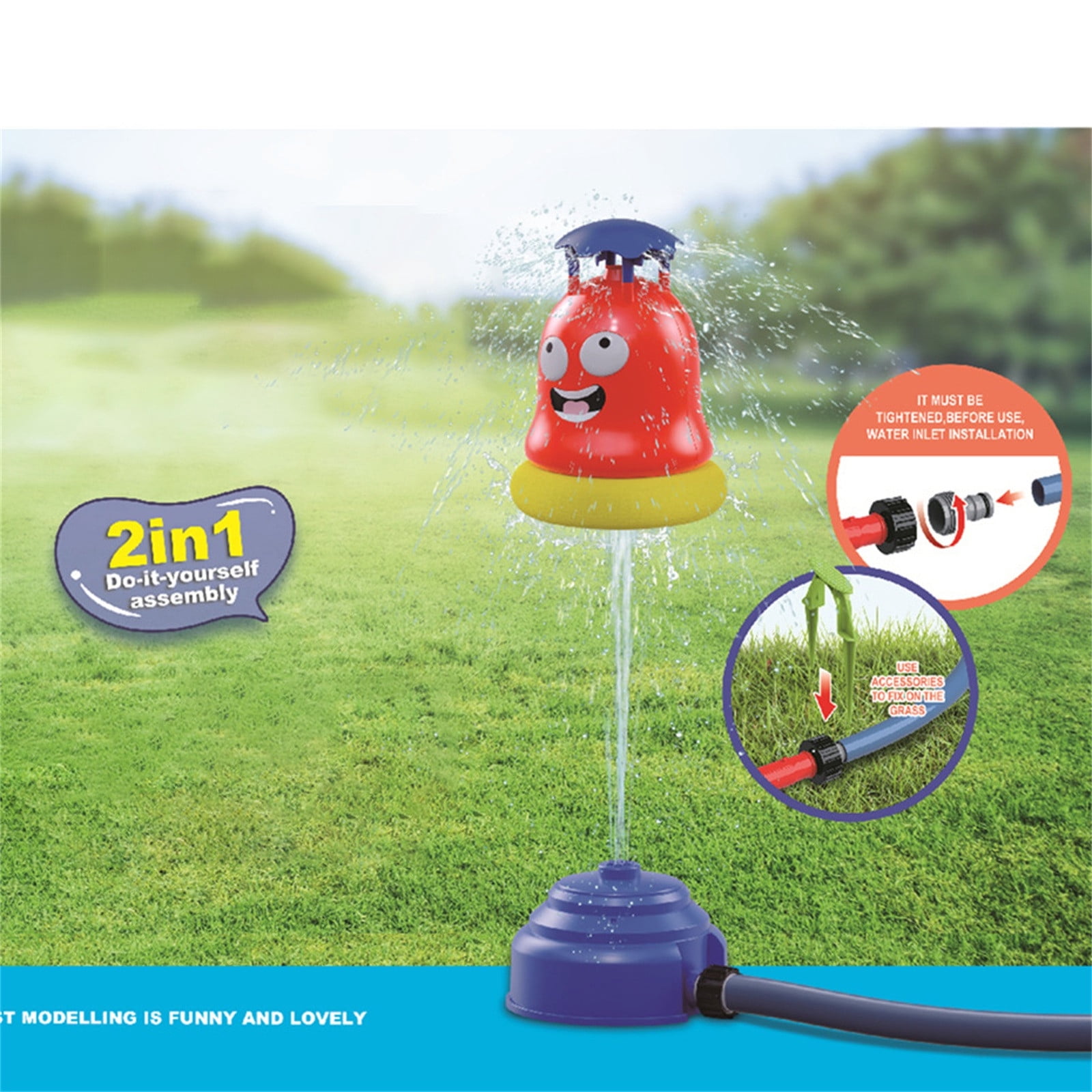 2-in-1 Baseball Water Sprinkler Play Toy, Kids Outdoor Summer Garden Lawn Game Set, Splash Ball Interactive Activity Toy for Boys Girls Backyard Pool Use