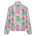 thumbnail image 6 of Jackets for Women Winter Coat Jackets Flannel Stand Collar Jacket(Floral Watercolor Mint,Size:S-4XL), 6 of 7