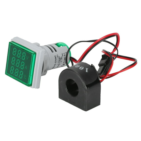 Current Signal Indicator Universal Temperature 3‑Display Square Lamp Light 60~500VAC AD16‑22VATGreen