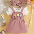 thumbnail image 3 of enyan Newborn Baby Girl Clothes Ruffle Short Sleeve Romper Floral Dress Bodysuit Infant Girls Summer Outfits with Headband(Pink,0-3 Months), 3 of 5