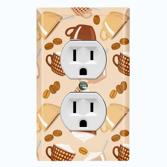 Metal Light Switch Plate Cover Latte Coffee Beans Brown COF010