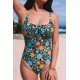 thumbnail image 1 of ABPHQTO Bañador de una pieza floral azul con cuello recto para mujer, 1 of 5