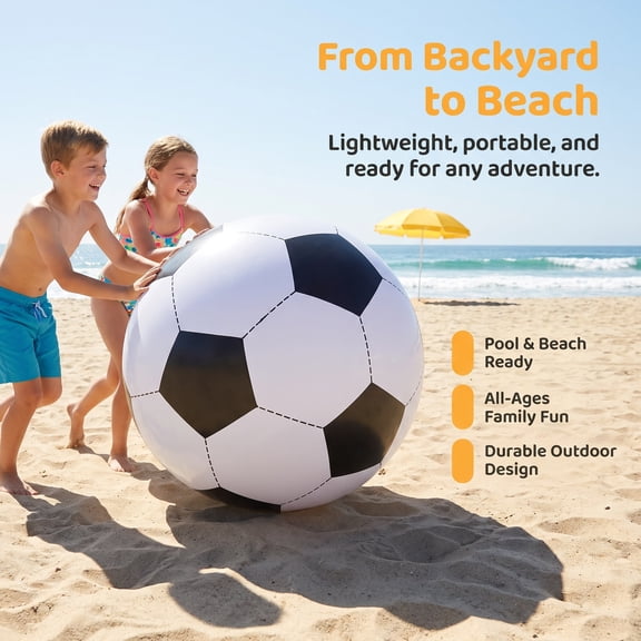 BESTYASH Giant Inflatable Soccer Ball White PVC Quick Inflation for Outdoor Fun