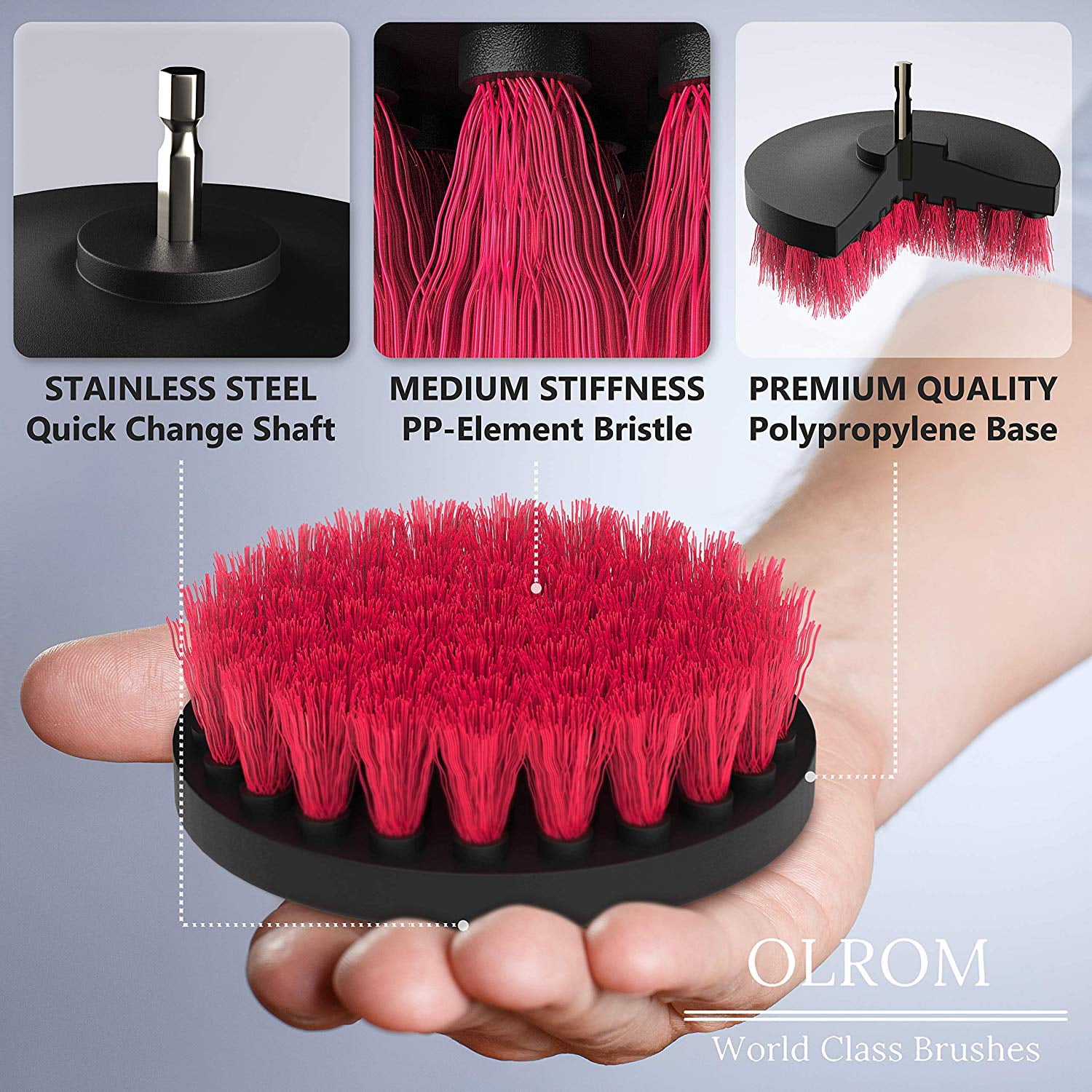 11x Drill Brush Set Extend Long Attachment Scrub Pads Sponge Cleaning Scrubber 