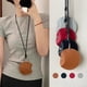 thumbnail image 1 of Estuche redondo de cuero para auriculares, monedero, diseño colgante, tamaño compacto, ideal para viajes, para colgar del cuello, accesorio portátil, estilo minimalista. Blahzhy, 1 of 9