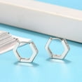 thumbnail image 3 of Hexagon Hoop Earrings for Women Sterling Silver Clear Pave Cz Ginger Lyne Collection, 3 of 7