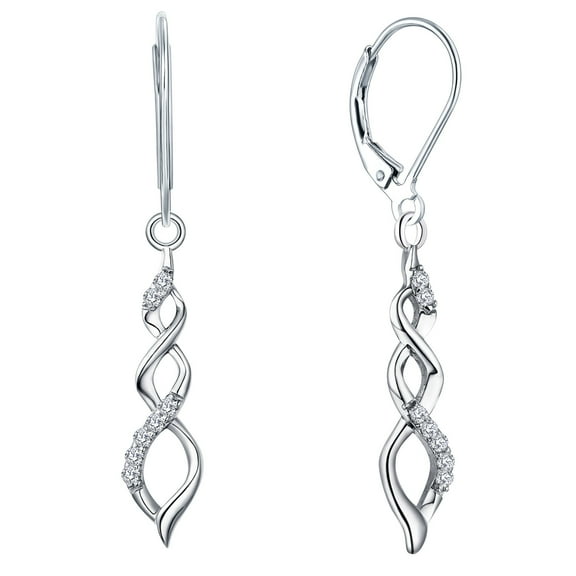 JO WISDOM 925 Sterling Silver Infinity Dangle & Drop Earrings with AAA Cubic Zirconia
