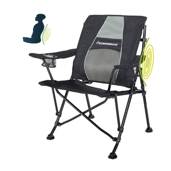 STRONGBACK Camping Chair Guru 3.0 Heavy Duty Camping Chairs with Lumbar Support, Backpack Folding Camp Chair, Black