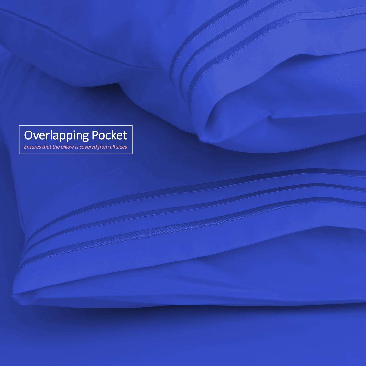Clara Clark Premier 1800 Microfiber Collection 3-Line Bed Sheet Set, Twin XL Size, Royal Blue