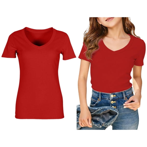 Girl T Shirts V Neck Short Sleeve Shirts Soft Casual Girls Tops 13-14 Years