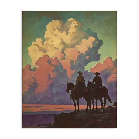 Stupell Industries Rustic Lodge Cowboys Silhouetted Against Clouds Canvas Art, 16 x 20, by Arlington Prints
