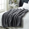 thumbnail image 3 of Posh Living Yves 50"x60" Faux Lamb Fur Super Soft Fabric Throw in Gray, 3 of 10