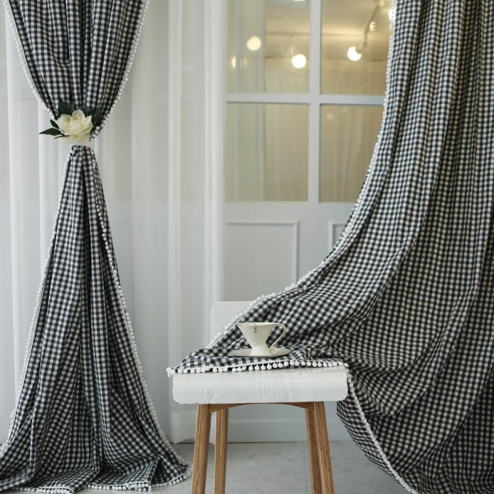 Check Plaid Gingham Custom Fit Window Curtain Treatments, Black/White, Farm  House Curtain,Room Darkening Drapes,Curtains for Bedroom,Curtains for Living  Room - Walmart.com