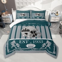 Homewish American Ball Game Bedding Comforter Set,Philadelphia Rugby Twin Comforter Sets,Gray Green Bedding Set For Boys Teens,Breathable Home Decor Reversible,2-Piece