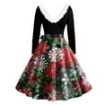 thumbnail image 4 of Christmas Dresses for Women Women's Casual And Fashionable Long Sleeved V-neck Print Matching Zipper Dress with Fur and Christmas Tree for Holiday Party,Army Green,L, 4 of 4