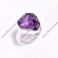 thumbnail image 3 of Natural Raw Amethyst Gemstone Purple Stone 925 Sterling Silver Handmade Statement Ring Jewelry Gift for Her, 3 of 5