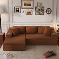 thumbnail image 5 of Vineego 110" L Shaped Modular Sectional Sofa 3 Seat Cloud Sectional Couch with Deep Seat Upholstered Boneless Couches for Living Room,Brown, 5 of 8