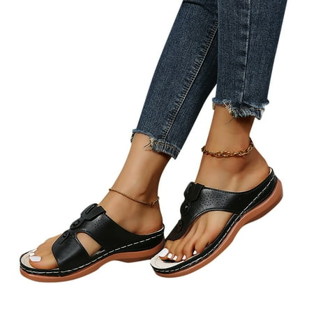 

eczipvz Womens Sandals Womens Sandals Closed Toe Sandals for Women Bohemian Casual Summer Dressy Wedge Sandal Flat Velcro Outdoor Shoes