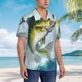 thumbnail image 3 of Daiia Largemouth Bass jumps out of water Print Hawaiian Shirt for Men Gentle Cotton Regular Short Sleeve Casual,Small, 3 of 7