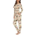 thumbnail image 2 of FOR U DESIGNS Flower Roosters Pajamas Sets for Women Long Sleeve Crew Neck Tops Set of 2 Size XS Sleepwear Long Pants with Pockets for Women Nightwear Winter, 2 of 6