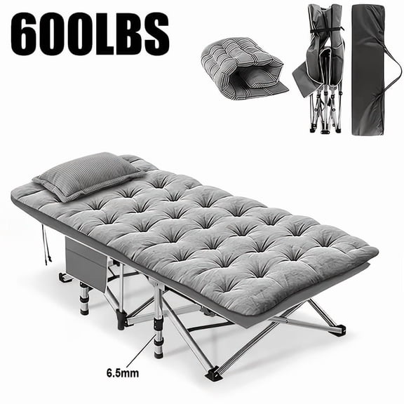 10-Leg Folding Camping Cot with Removable Thick Quilted Mattress, Portable Fold Up Sleeping Bed for Camping, Backyard, Travel, Guest & Outdoor Use
