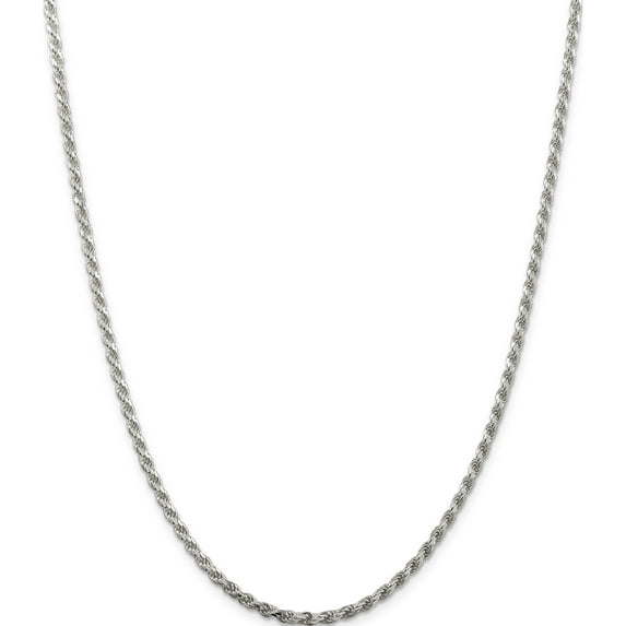 Sterling Silver Rhodium-Plated 2.75mm Diamond-Cut Rope Chain (30 X 2.75) Made In Italy qdc060r-30