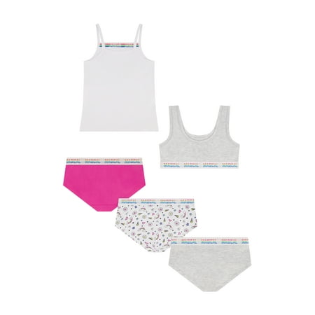 

Wonder Nation Girls Cotton Stretch 5 Pack Mix & Match 1 Camisole 1 Bralette and 3 Hipsters Size S-XXL