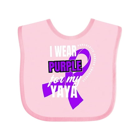 

Inktastic I Wear Purple For My Yaya Pancreatic Cancer Awareness Boys or Girls Baby Bib