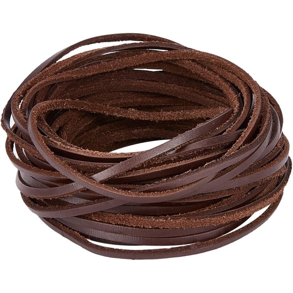 11Yds 3mm Flat Genuine Leather Cord String Natural Leather Craft Lace Strips Full Grain Cowhide Braiding String Roll for DIY