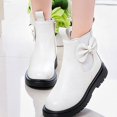 thumbnail image 2 of Viluyesy Girls Chelsea Ankle Boots, Faux Leather, Elastic Side Panels, Side Zipper, Bow Detail, Non Slip Lug Sole White Size 9.5 Little Kids, 2 of 9