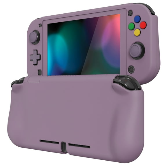 PlayVital ZealProtect Protective Case for Nintendo Switch Lite, Hard Shell Ergonomic Grip Cover for Nintendo Switch Lite w/Screen Protector & Thumb Grip Caps & Button Caps - Dark Grayish Violet