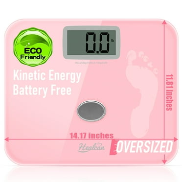 Oversized Scale for Body Weight, Extra Wide Bathroom Scale 550 lbs Digital Bathroom Weight Scale No Batteries Needed,Extra Wide Platform,Large LCD,Heavy Duty,8mm Tempered Glass,Tap On/Off-Pink