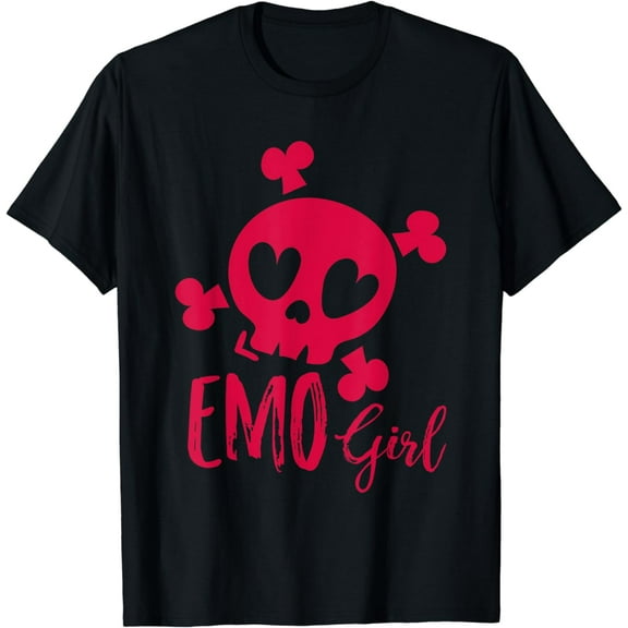 Emo Girl Skull Funny Emo Punk Goth Emotional Humor Novelty T-Shirt