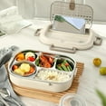 thumbnail image 2 of Microwavable Stainless Steel Insulated Bento Box, 2025 Upgrade Microwaveable Stainless Steel Bento Box, Large Capacity Partition, with Soup Bowl Spoon and Fork, 2 of 7