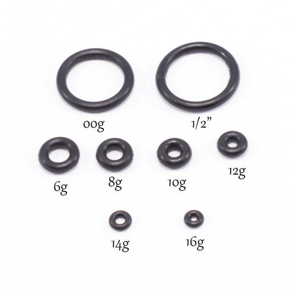 Luxe Modz O-Ring Black Rubber Perfect for Tunnels Plugs Tapers Retainer Set Of 20