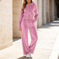 thumbnail image 2 of RongHuan Women Sweatsuits Set Velvet 2 Piece Tracksuit Trendy Long Sleeve Cropped Hoodie and Sweatpants with Drawstring, 2 of 8