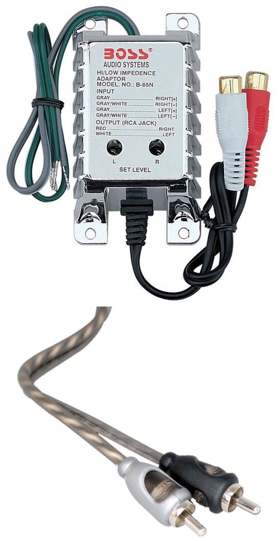 BOSS B65N High Level to Low Level Converter RCA Input + Rockford RCA 10